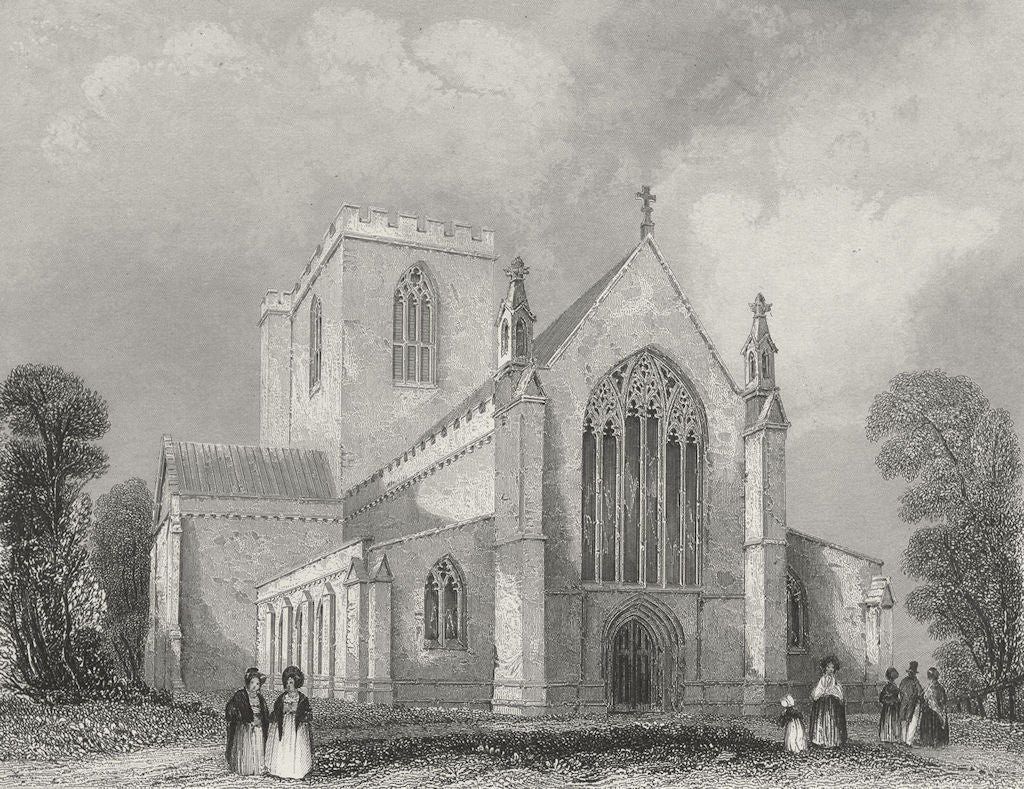 WALES. St Asaph's Cathedral west end. Asaph 1836 old antique print picture